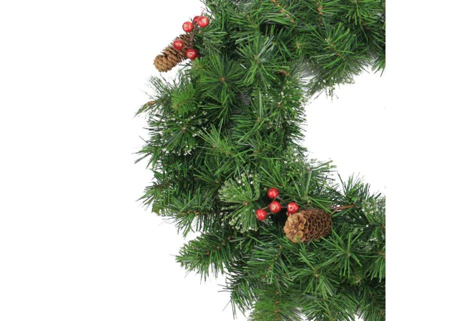 Iced Mixed Pine Berries and Pinecones Artificial Christmas Wreath - 24-Inch  Unlit