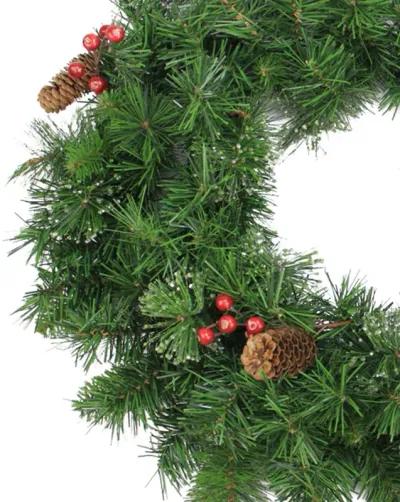 Iced Mixed Pine Berries and Pinecones Artificial Christmas Wreath - 24-Inch  Unlit