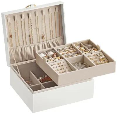 2-Layer Jewelry Box with Handle for Stylish and Portable Storage