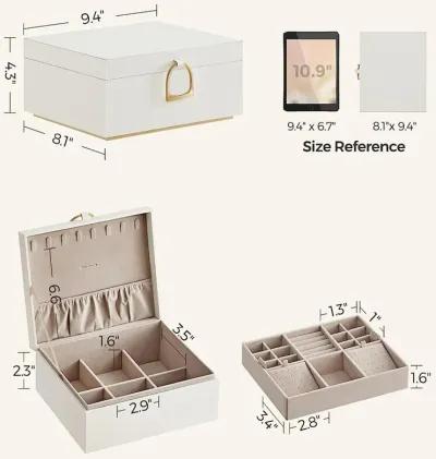 2-Layer Jewelry Box with Handle for Stylish and Portable Storage