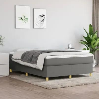 vidaXL Box Spring Bed Frame Dark Gray 53.9"x74.8" Full Fabric