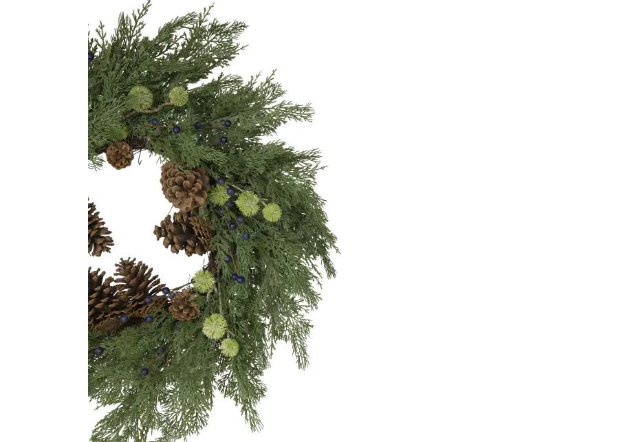 Pinecones and Blueberries Artificial Christmas Wreath  28-Inch  Unlit