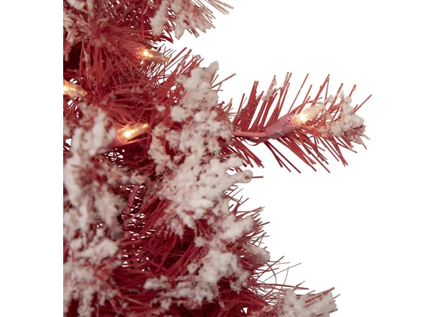 9' x 12" Pre-lit Flocked Red Pine Artificial Christmas Garland  Clear Lights