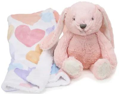 Bedtime Originals Pink Plush Bunny & Hearts Baby Blanket Gift Set