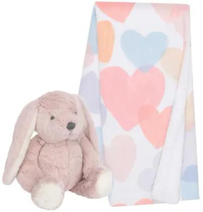 Bedtime Originals Pink Plush Bunny & Hearts Baby Blanket Gift Set