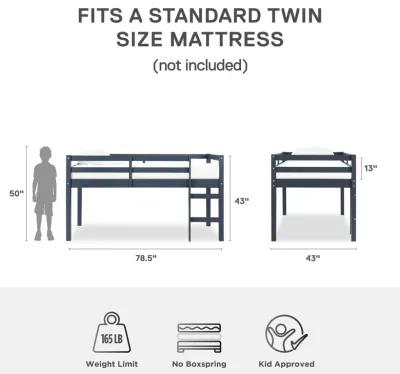 DHP Milton Junior Twin Size Wooden Loft Bed for Kids