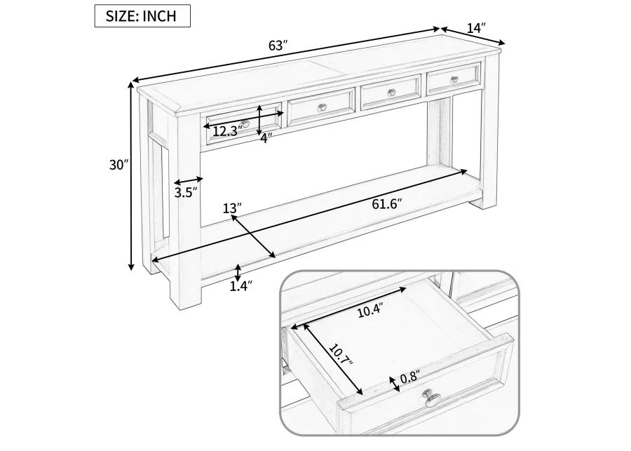 Merax Console Table/Sofa Table with Storage Drawers and Bottom Shelf for Entryway Hallway