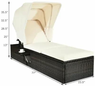 Hivvago Outdoor Chaise Lounge Chair with Folding Canopy