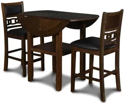 New Classic Furniture Furniture Gia Solid Wood Counter Drop Leaf Table 2 Chairs in Brown