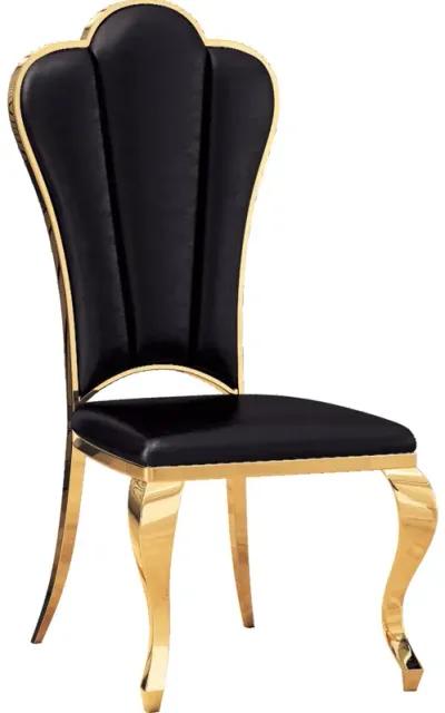 Modern Leatherette Dining Chairs Set Of 2, Unique Backrest Design With Stripe Armless Chair