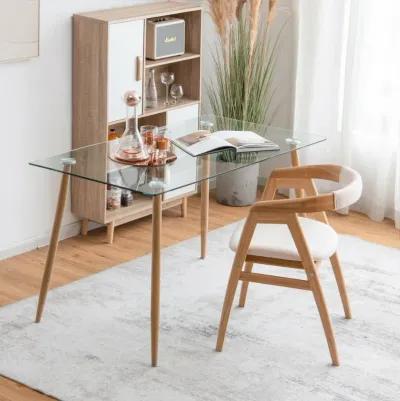 Modern Glass Rectangular Dining Table with Metal Legs