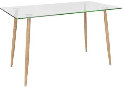 Modern Glass Rectangular Dining Table with Metal Legs