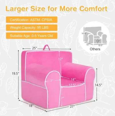 Hivvago Upholstered Kids Sofa with Velvet Fabric and High-Quality Sponge