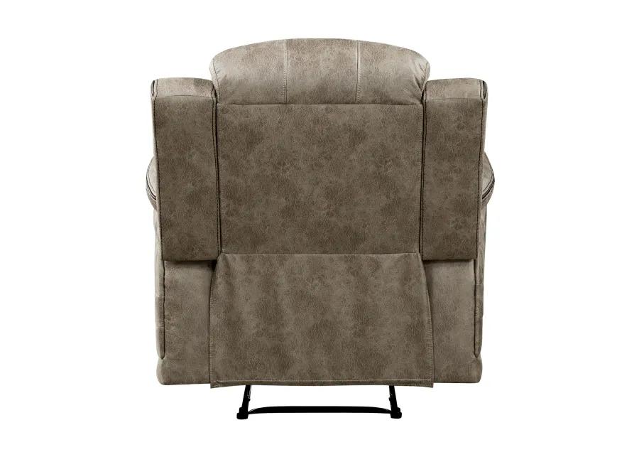 Bento 38 Inch Manual Recliner Chair, Tab Pull, Sandy Brown Microfiber - Benzara