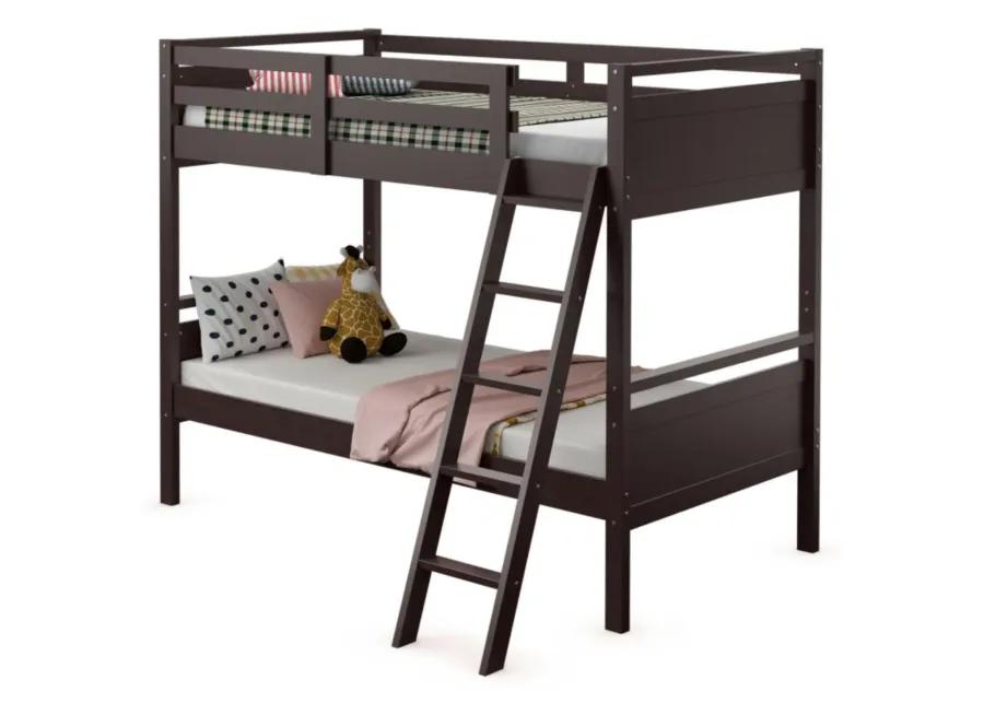 Twin Over Twin Bunk Bed Convertible 2 Individual Beds Wooden