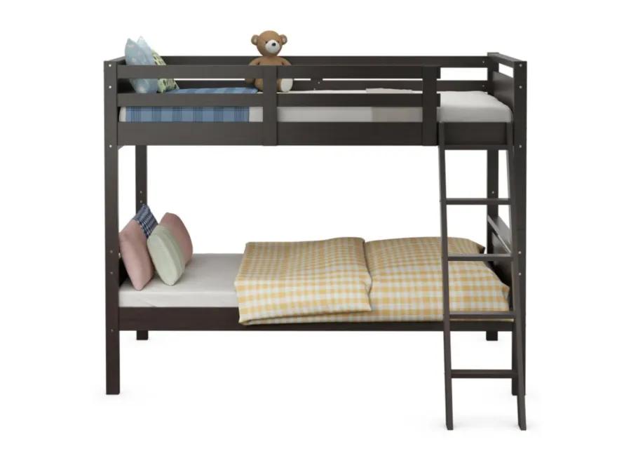 Twin Over Twin Bunk Bed Convertible 2 Individual Beds Wooden