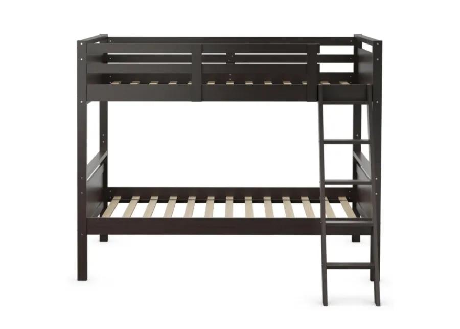 Twin Over Twin Bunk Bed Convertible 2 Individual Beds Wooden