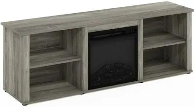 Furinno Classic 70 Inch TV Stand with Fireplace, French Oak Grey