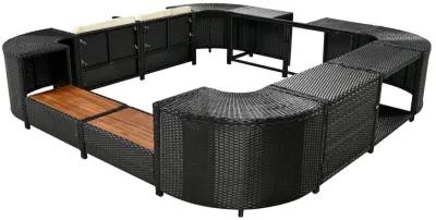 Merax Spa Frame Quadrilateral Outdoor Rattan Sectional Sofa