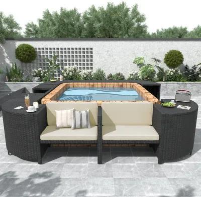 Merax Spa Frame Quadrilateral Outdoor Rattan Sectional Sofa