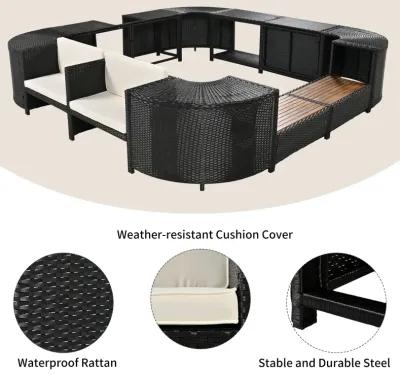 Merax Spa Frame Quadrilateral Outdoor Rattan Sectional Sofa