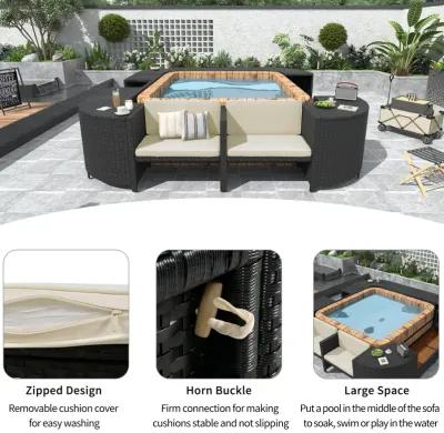 Merax Spa Frame Quadrilateral Outdoor Rattan Sectional Sofa