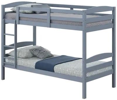 Sifa Twin Bunk Bed, Convenient Ladder, Arch Slat Design, Gray Solid Wood