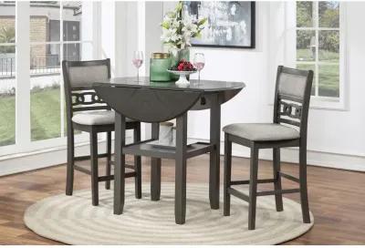 New Classic Furniture Furniture Gia Solid Wood Counter Drop Leaf Table 2 Chairs in Gray