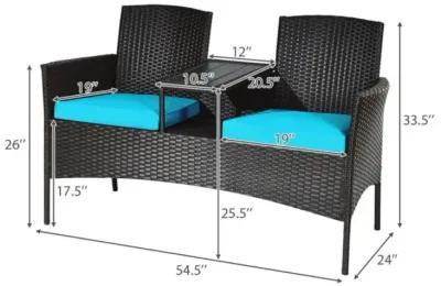 Hivvago Patented Modern Patio Set with Built-in Coffee Table and Cushions