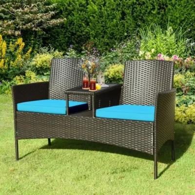 Hivvago Patented Modern Patio Set with Built-in Coffee Table and Cushions