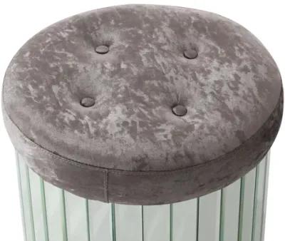 Decor Brownish Gray Round Velvet Upholstered Ottoman