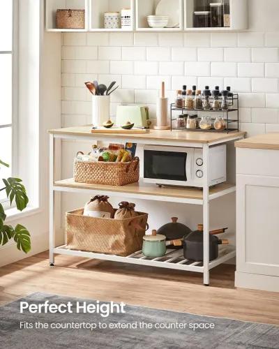 Kitchen Island with 3 Shelves and Large Worktop