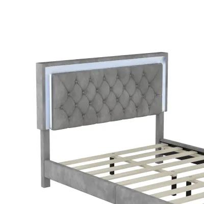 Merax Modern Velvet Platform Bed