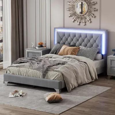 Merax Modern Velvet Platform Bed