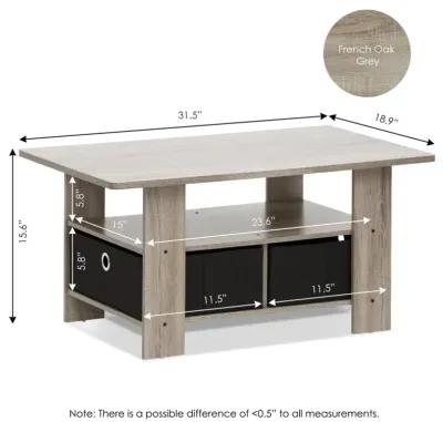 Coffee Table w/Bin Drawer, French Oak Grey/Black