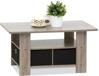 Coffee Table w/Bin Drawer, French Oak Grey/Black