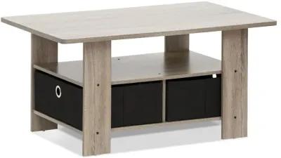 Coffee Table w/Bin Drawer, French Oak Grey/Black