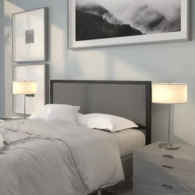 Flash Furniture Melbourne Metal Upholstered Queen Size Headboard in Dark Gray Fabric