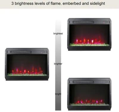 MONDAWE 23 Inch Electric Fireplace Insert, Ultra Thin Heater With Crystal  & Realistic Flame, Remote Control With timer, Side Light