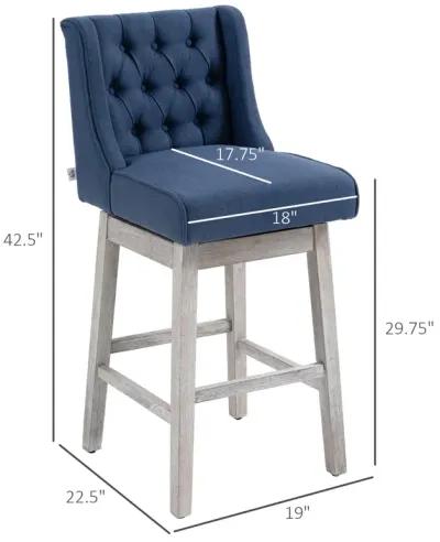 Blue Swivel Bar Stools: Set of 2, 27" Counter Height, Linen