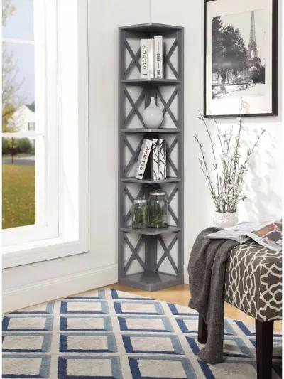 Convenience Concepts Oxford 5 Tier Corner Bookcase, Gray