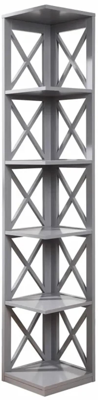 Convenience Concepts Oxford 5 Tier Corner Bookcase, Gray