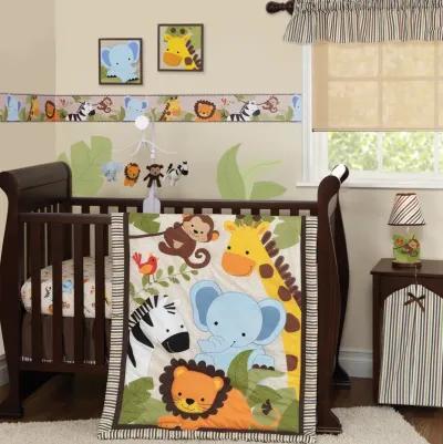 Bedtime Originals Jungle Buddies Beige Safari Animals Fitted Baby Crib Sheet