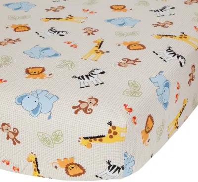 Bedtime Originals Jungle Buddies Beige Safari Animals Fitted Baby Crib Sheet