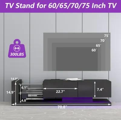 TV Console With Storage Cabinets, 16 4 Modes Changing Lights Remote Rgb LED TV Stand