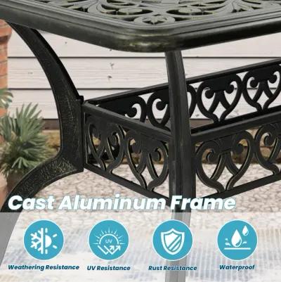 MONDAWE 59. in Cast Aluminum Patio Rectangular Foldable Dining Table with Umbrella Hole in Antique Bronze