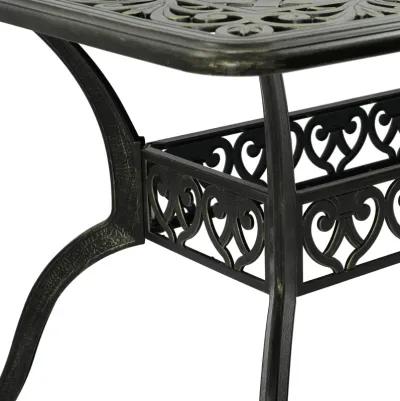 MONDAWE 59. in Cast Aluminum Patio Rectangular Foldable Dining Table with Umbrella Hole in Antique Bronze