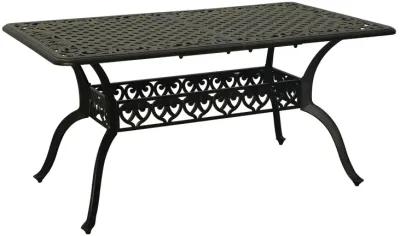 MONDAWE 59. in Cast Aluminum Patio Rectangular Foldable Dining Table with Umbrella Hole in Antique Bronze