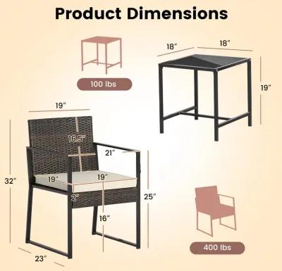 3 Pieces Modern Heavy Duty Patio Furniture Set with Coffee Table