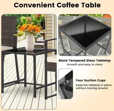 3 Pieces Modern Heavy Duty Patio Furniture Set with Coffee Table